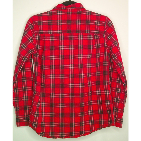 Children's Place Youth XXL 16 Red Black Long Sleeve Button-down Plaid Shirt - Picture 4 of 7